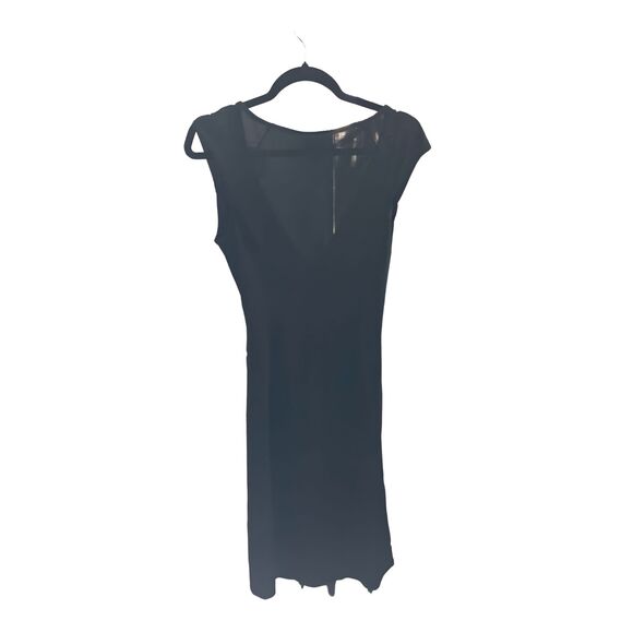 Ann Taylor LOFT Black Faux Wrap Sheath Dress Deep V-Neck Size 2 - Picture 2 of 6